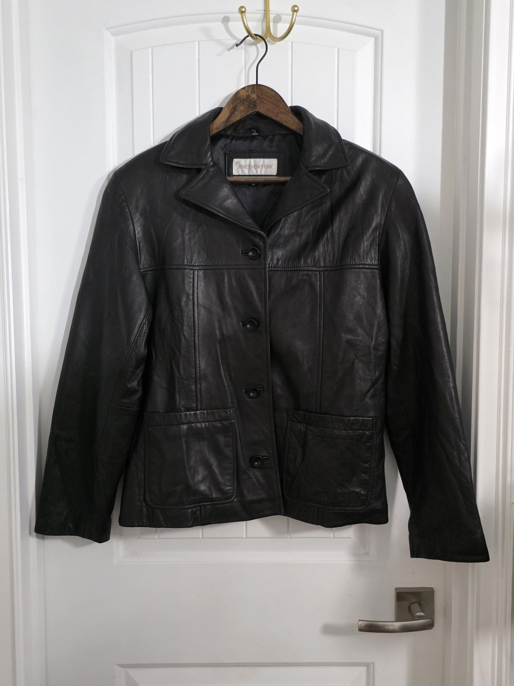 Jones New York Genuine Leather Black Jacket – Size M - Picture 2 of 9